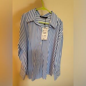 NWT Zara long sleeve shirts white/blue